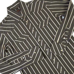 Ben Sherman Special Brew Blue Striped Long Sleeve Mens‎ Shirt Size Medium Cotton